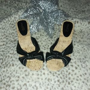 Black Cork Kitten Heels
